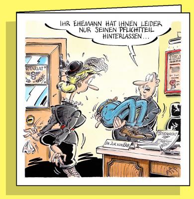 Pflichtteil, Doppelkarte mit Couvert / Handsigniert