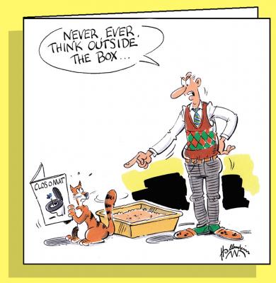 Never-Think-out-of-the-Box, Doppelkarte mit Couvert / Handsigniert