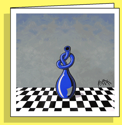 FlowerCard / Blue Vase, Karte mit Loch für eine Blume,Wasserbehälter in der Karte