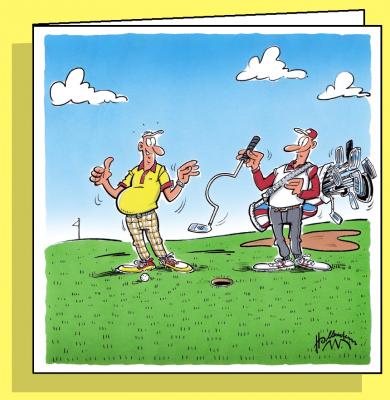 Golfschläger, Doppelkarte mit Couvert / Handsigniert