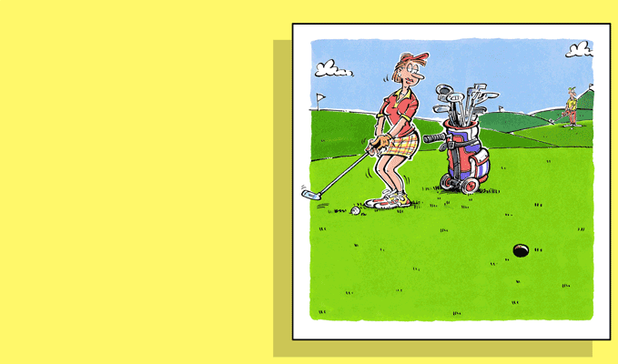 Birthday Card Golf, Doppelkarte mit Couvert / Handsigniert