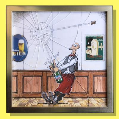 Prosecco Serie, Kleine Auflage von Bildern mit individuell zerbrochenem Glas.  