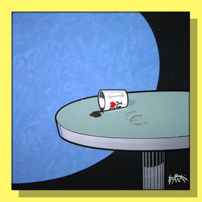 I love NY, Acryl auf Forex / 
3 Dimensionaler Cub-Griff