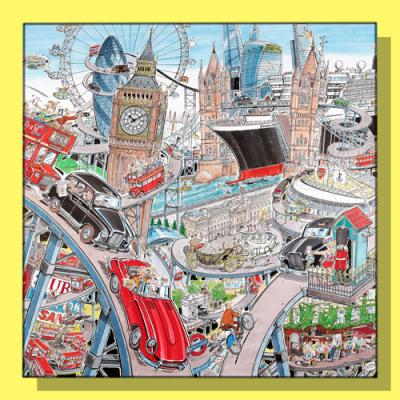 City-of-London, Cartoon von London im Format 100cm x 100cm