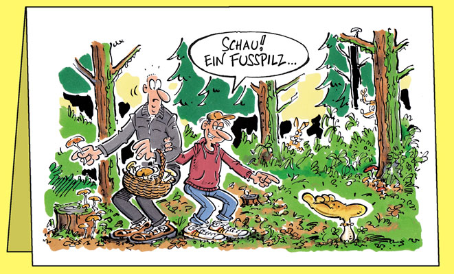 Fusspilz, Doppelkarte mit Couvert / Handsigniert