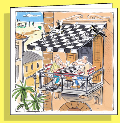 Nachmittag in der Toscana, Doppelkarte mit Couvert / Handsigniert