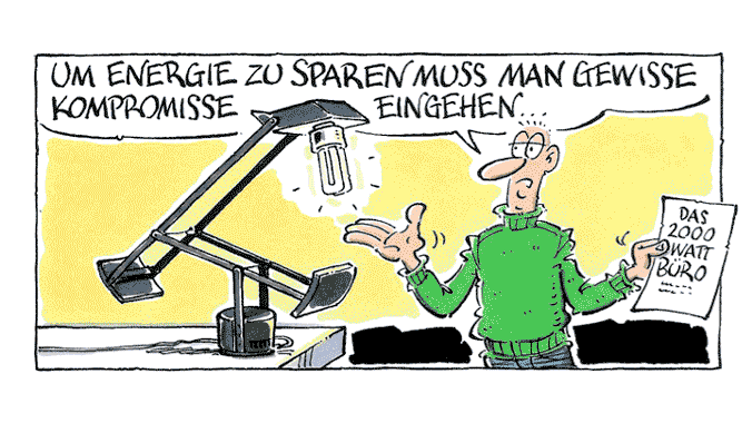 2000 Watt Büro (3 Bild Cartoon)