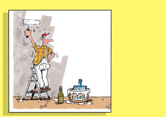 Birthday Card Painter, Doppelkarte mit Couvert / Handsigniert