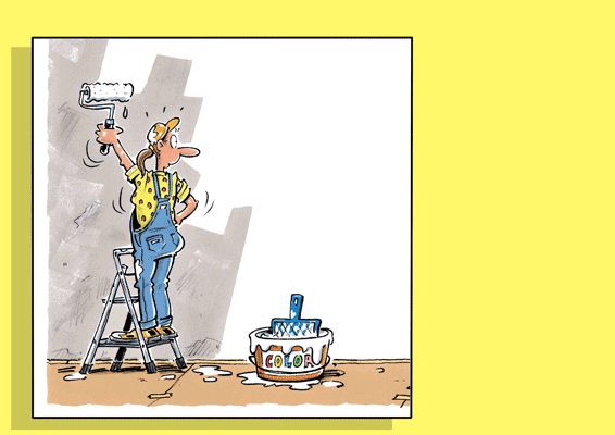 Birthday Card Paintergirl, Doppelkarte mit Couvert / Handsigniert