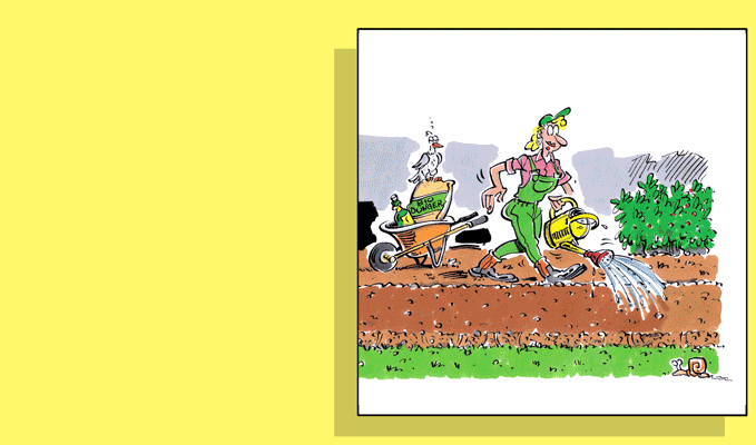 Birthday-Card Gärtnerin, Doppelkarte mit Couvert / Handsigniert