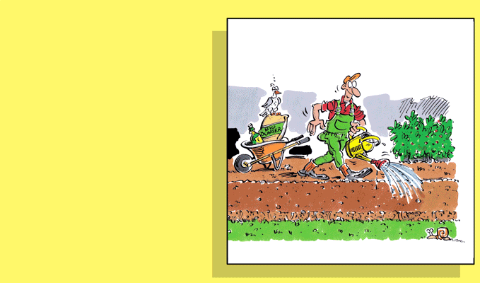 Birthday-Card Gärtner, Doppelkarte mit Couvert / Handsigniert