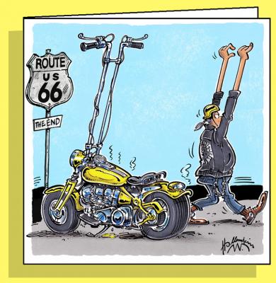 Route 66, Doppelkarte mit Couvert / Handsigniert