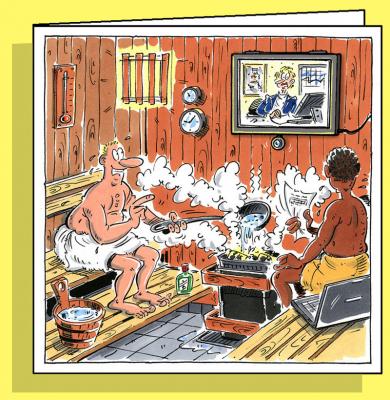 Home-Office, Doppelkarte mit Couvert / Handsigniert