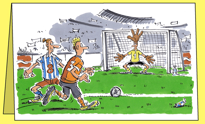 Fussballer-Frisuren, Doppelkarte mit Couvert / Handsigniert