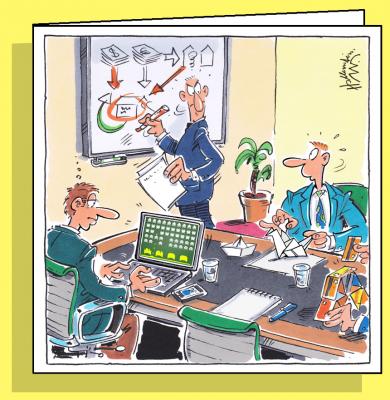 OfficeCard_Briefing beim CEO, Doppelkarte mit Couvert 